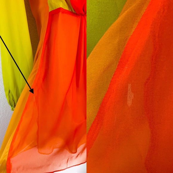 Ronny Kobo Timbra Ombre Chiffon Open V Back Dress Sz S - Picture 16 of 16